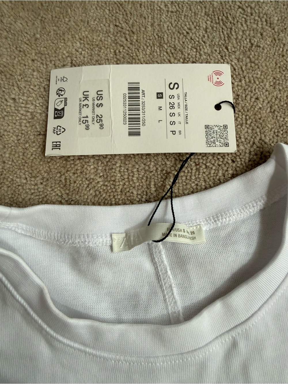 Zara White Short Sleeve Tee - Picture 3 of 5
